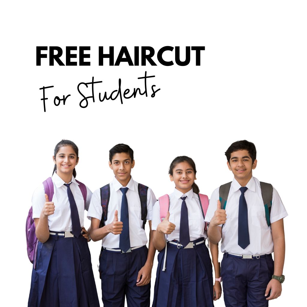 Free Haircuts for Students offer at SINIMA Salon, valid until 30th November for students in Classes 1 to 12 across all SINIMA branches in Kochi. Show student ID and message to claim. Prior appointment required.